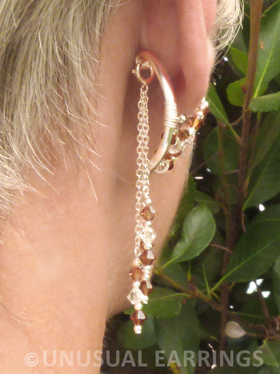 Napa -brown and clear crystal with dangle
